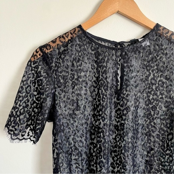 NWT H&M Lace Leopard Print Short Sleeve Top - Picture 3 of 8
